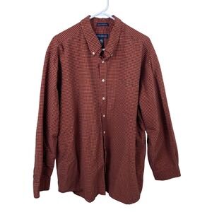 JOHN ASHFORD Men's XXL Tall Red Plaid Button Down Shirt 100% Cotton Long Sleeve